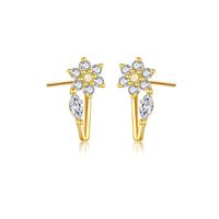 1 Pair IG Style Shiny Flower Plating Inlay Sterling Silver Zircon 18K Gold Plated Ear Studs sku image 4