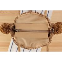 Women's Medium Paper String Solid Color Vacation Beach Weave Round Zipper Straw Bag main image 3