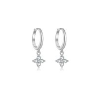 1 Pair IG Style Shiny Geometric Inlay Sterling Silver Zircon Drop Earrings sku image 1