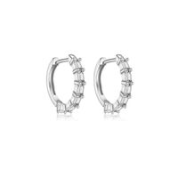 1 Pair Simple Style Shiny Geometric Inlay Sterling Silver Zircon 18K Gold Plated Earrings sku image 1