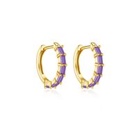 1 Pair Simple Style Shiny Geometric Inlay Sterling Silver Zircon 18K Gold Plated Earrings sku image 5