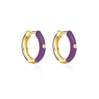 1 Pair Simple Style Round Epoxy Inlay Sterling Silver Zircon 18K Gold Plated Earrings sku image 4