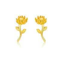 1 Pair Retro Sweet Flower Sterling Silver 18K Gold Plated Ear Studs sku image 2