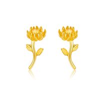 1 Par Retro Dulce Flor Plata Esterlina Chapados en oro de 18k Pendientes sku image 2