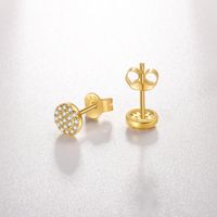 1 Pair Simple Style Shiny Round Square Water Droplets Inlay Sterling Silver Zircon Ear Studs main image 7