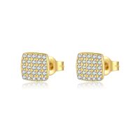 1 Pair Simple Style Shiny Round Square Water Droplets Inlay Sterling Silver Zircon Ear Studs sku image 6