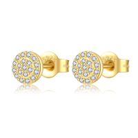 1 Pair Simple Style Shiny Round Square Water Droplets Inlay Sterling Silver Zircon Ear Studs main image 8