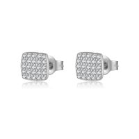 1 Pair Simple Style Shiny Round Square Water Droplets Inlay Sterling Silver Zircon Ear Studs sku image 5