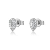 1 Pair Simple Style Shiny Round Square Water Droplets Inlay Sterling Silver Zircon Ear Studs sku image 1
