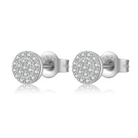 1 Pair Simple Style Shiny Round Square Water Droplets Inlay Sterling Silver Zircon Ear Studs sku image 3