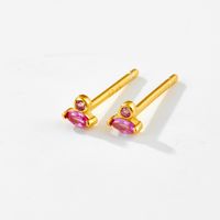 1 Pair Simple Style Shiny Geometric Plating Inlay Sterling Silver Zircon Ear Studs main image 4