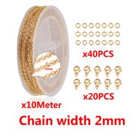 1 Set 1.5mm 2MM Metal Solid Color Polished Broken Ring Chain Lobster Clasp main image 3