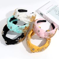 Women's Simple Style Classic Style Color Block Cloth Inlay Rhinestones Hair Band main image 5