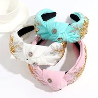 Women's Simple Style Classic Style Color Block Cloth Inlay Rhinestones Hair Band main image 4