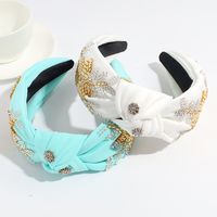 Women's Simple Style Classic Style Color Block Cloth Inlay Rhinestones Hair Band main image 3