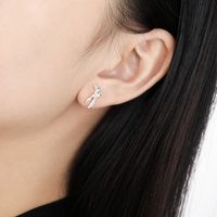 1 Pair Simple Style Classic Style Solid Color Inlay Sterling Silver Rhinestones Ear Studs main image 2