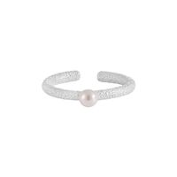 Sterling Silver Simple Style Classic Style Inlay Solid Color Pearl Open Rings sku image 1