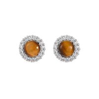 1 Pair Simple Style Classic Style Solid Color Inlay Sterling Silver Natural Stone Ear Studs sku image 1