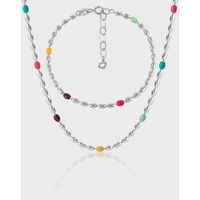 Simple Style Classic Style Color Block Sterling Silver Beaded Women's Bracelets Necklace main image 1