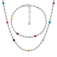 Simple Style Classic Style Color Block Sterling Silver Beaded Women's Bracelets Necklace main image 2