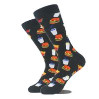 Unisex Simple Style Beer Hamburger French Fries Cotton Crew Socks A Pair sku image 4