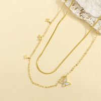 304 Stainless Steel 18K Gold Plated Casual Elegant Luxurious Inlay Star Butterfly Shell Layered Necklaces main image 3