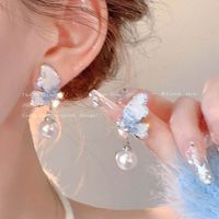 1 Pair Simple Style Butterfly Inlay Alloy Opal Ear Studs sku image 24