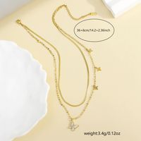 304 Stainless Steel 18K Gold Plated Casual Elegant Luxurious Inlay Star Butterfly Shell Layered Necklaces main image 2