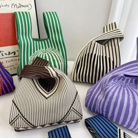 Mujeres Medio Tejer Raya Estilo Vintage Estilo Clásico Abierto Bolso main image 6