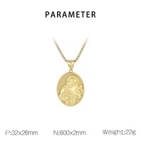 304 Stainless Steel 18K Gold Plated Modern Style Classic Style Human Round Pendant Necklace main image 2