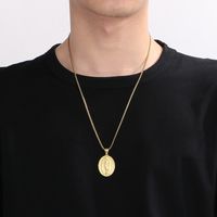 304 Stainless Steel 18K Gold Plated Modern Style Classic Style Human Round Pendant Necklace main image 9