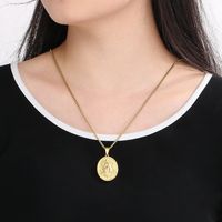 304 Stainless Steel 18K Gold Plated Modern Style Classic Style Human Round Pendant Necklace main image 10
