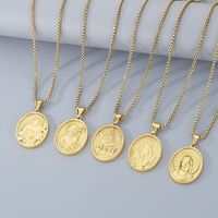 304 Stainless Steel 18K Gold Plated Modern Style Classic Style Human Round Pendant Necklace main image 3