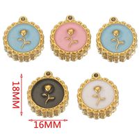 5 PCS/Package 304 Stainless Steel Natural Stone Gold Plated Flower Pendant main image 3