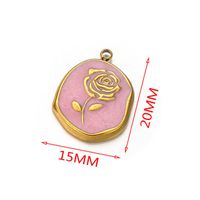 5 PCS/Package 304 Stainless Steel Natural Stone Gold Plated Flower Pendant sku image 2