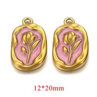 5 PCS/Package 304 Stainless Steel Natural Stone Gold Plated Flower Pendant sku image 6