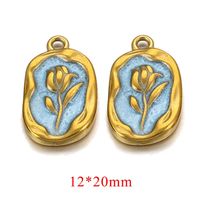 5 PCS/Package 304 Stainless Steel Natural Stone Gold Plated Flower Pendant sku image 8