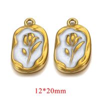 5 PCS/Package 304 Stainless Steel Natural Stone Gold Plated Flower Pendant sku image 7