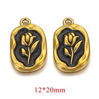 5 PCS/Package 304 Stainless Steel Natural Stone Gold Plated Flower Pendant sku image 5
