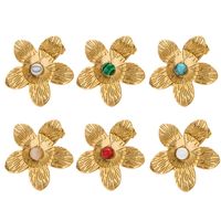 1 Pair Vintage Style Simple Style Flower Inlay 304 Stainless Steel Turquoise Ear Studs main image 3