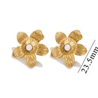 1 Pair Vintage Style Simple Style Flower Inlay 304 Stainless Steel Turquoise Ear Studs sku image 6