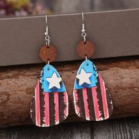 1 Pair Retro Color Block Printing Pu Leather Drop Earrings sku image 1