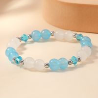 304 Stainless Steel Crystal Glass Simple Style Classic Style Beaded Round Bracelets main image 4