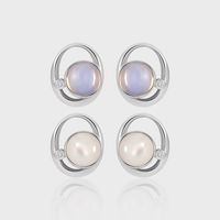 1 Pair Simple Style Classic Style Solid Color Inlay Sterling Silver Opal Ear Studs main image 1