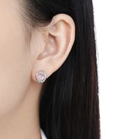 1 Pair Simple Style Classic Style Solid Color Inlay Sterling Silver Opal Ear Studs main image 5