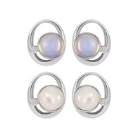 1 Pair Simple Style Classic Style Solid Color Inlay Sterling Silver Opal Ear Studs main image 4