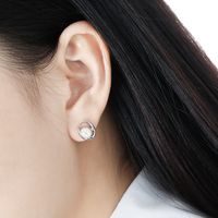 1 Pair Simple Style Classic Style Solid Color Inlay Sterling Silver Opal Ear Studs main image 2