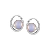 1 Pair Simple Style Classic Style Solid Color Inlay Sterling Silver Opal Ear Studs sku image 1