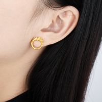 1 Paar Einfacher Stil Klassischer Stil Einfarbig Überzug Sterling Silber Vergoldet Ohrringe main image 4