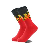 Unisex Simple Style Flame Cotton Crew Socks A Pair main image 4